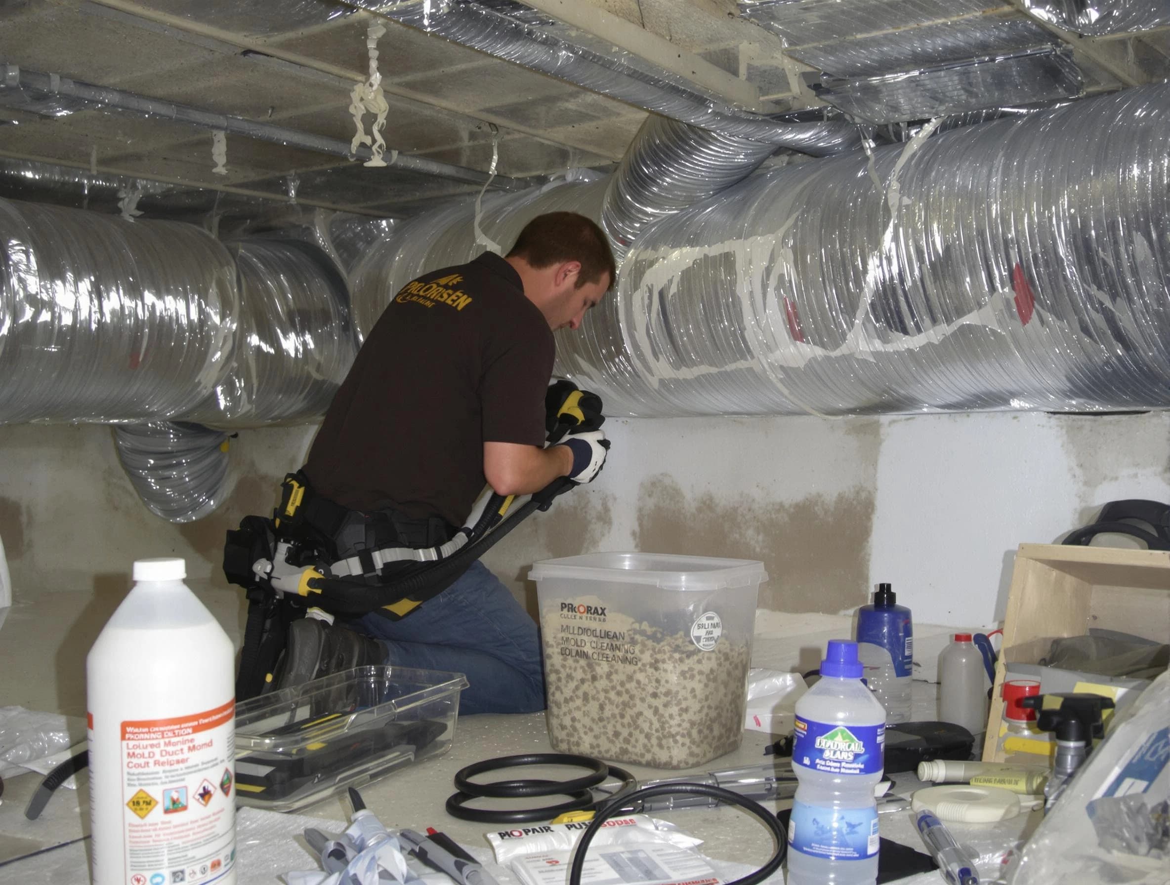 Frederick Air Duct Cleaning specialist performing professional mold removal from air ducts in Frederick