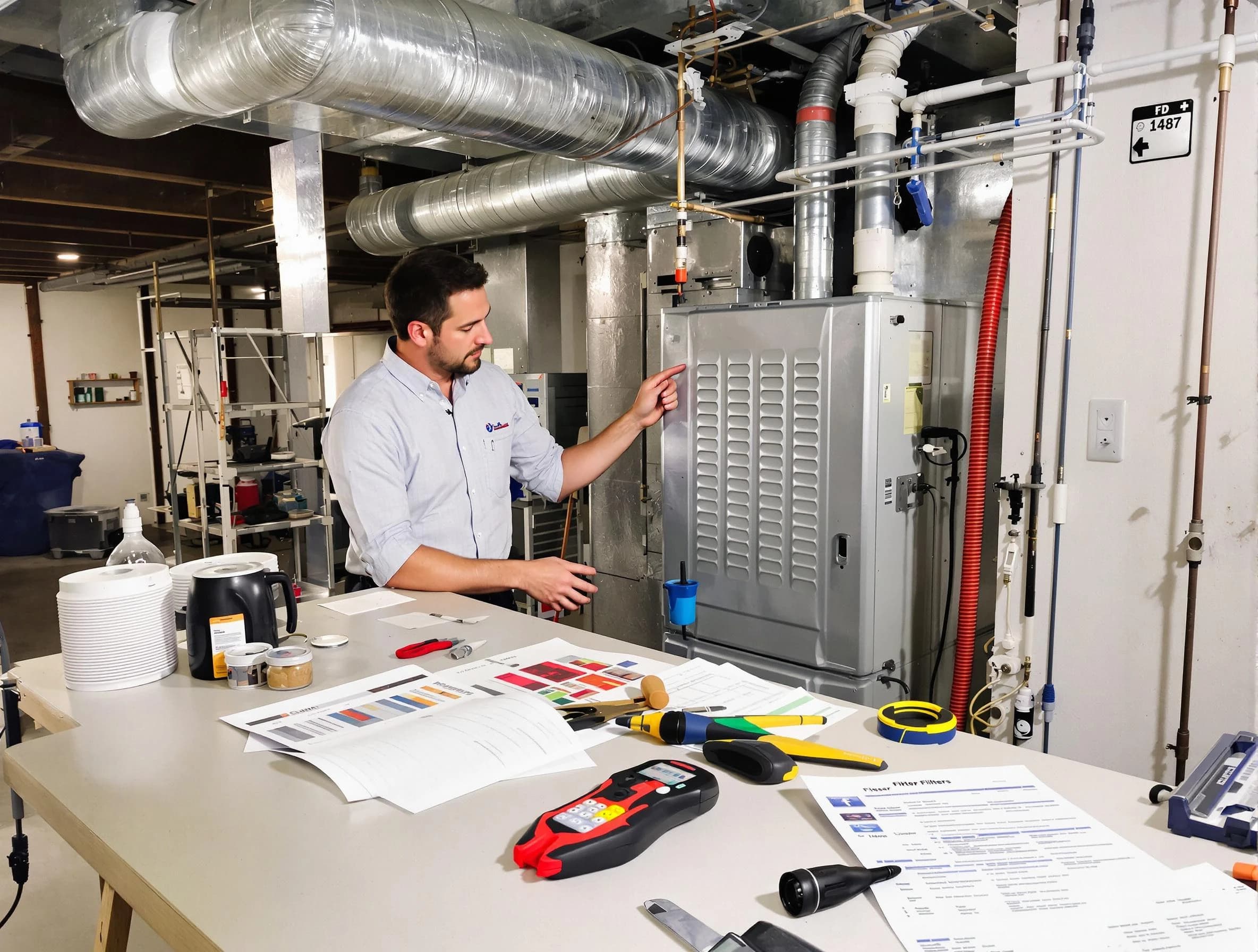 Frederick Air Duct Cleaning inspector conducting detailed filter system evaluation using professional diagnostic tools in Frederick