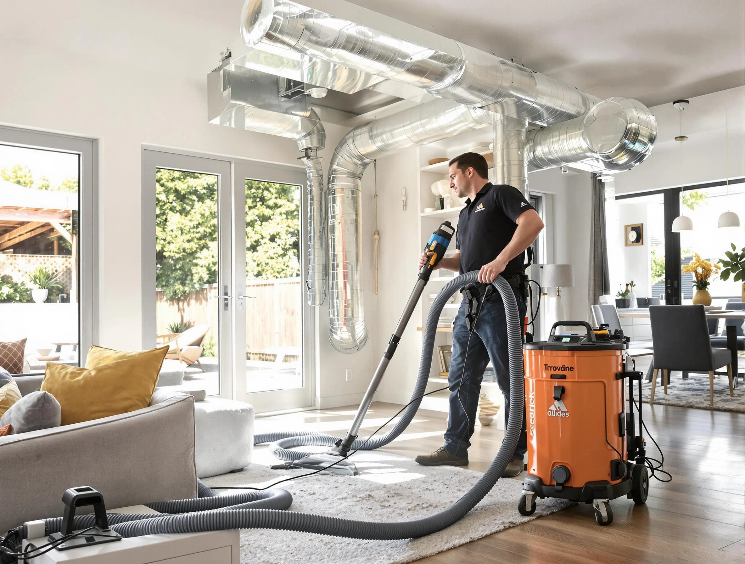 Frederick Air Duct Cleaning specialist performing thorough residential duct cleaning using advanced equipment in Frederick