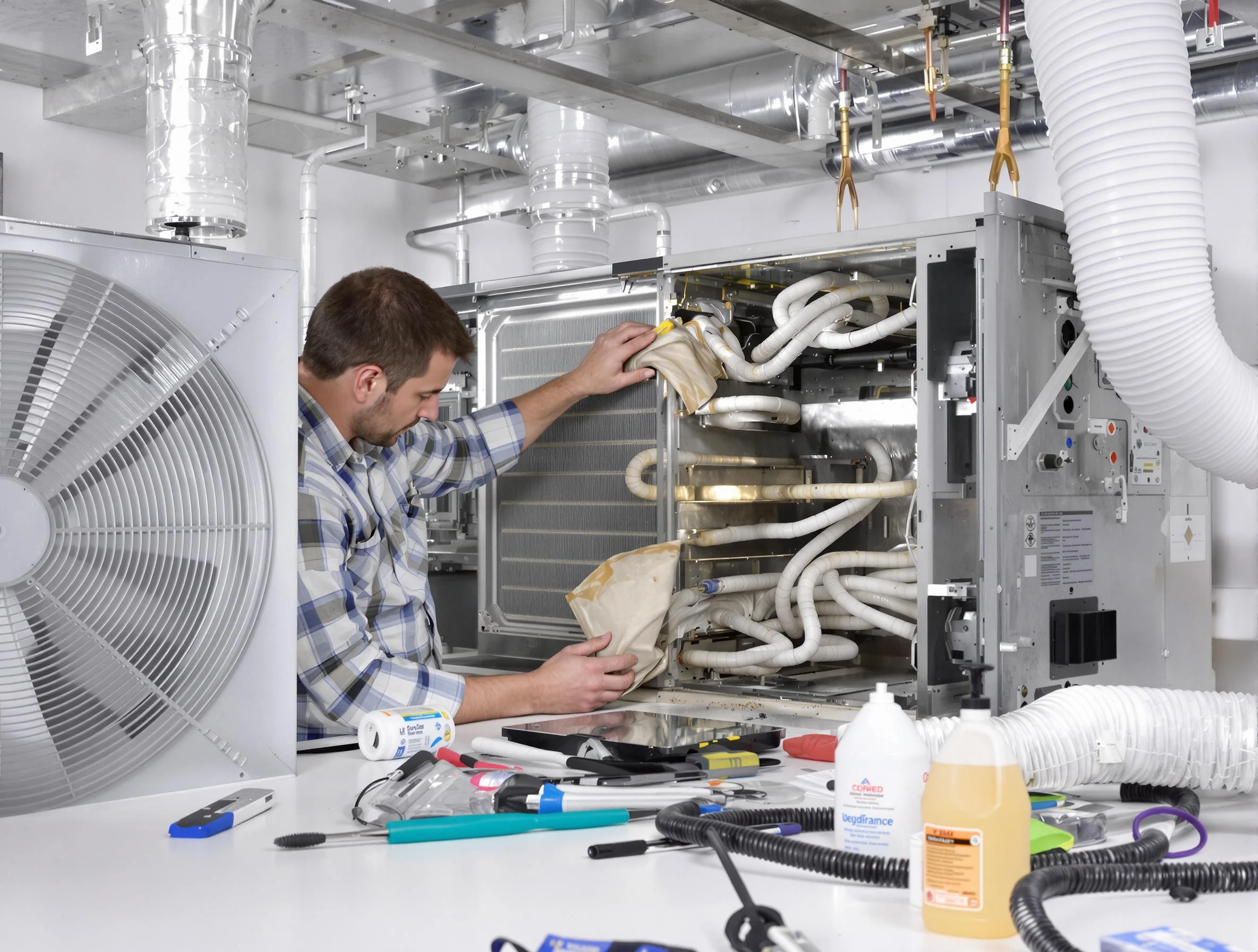 Frederick Air Duct Cleaning specialist performing precision AC coil cleaning in Frederick