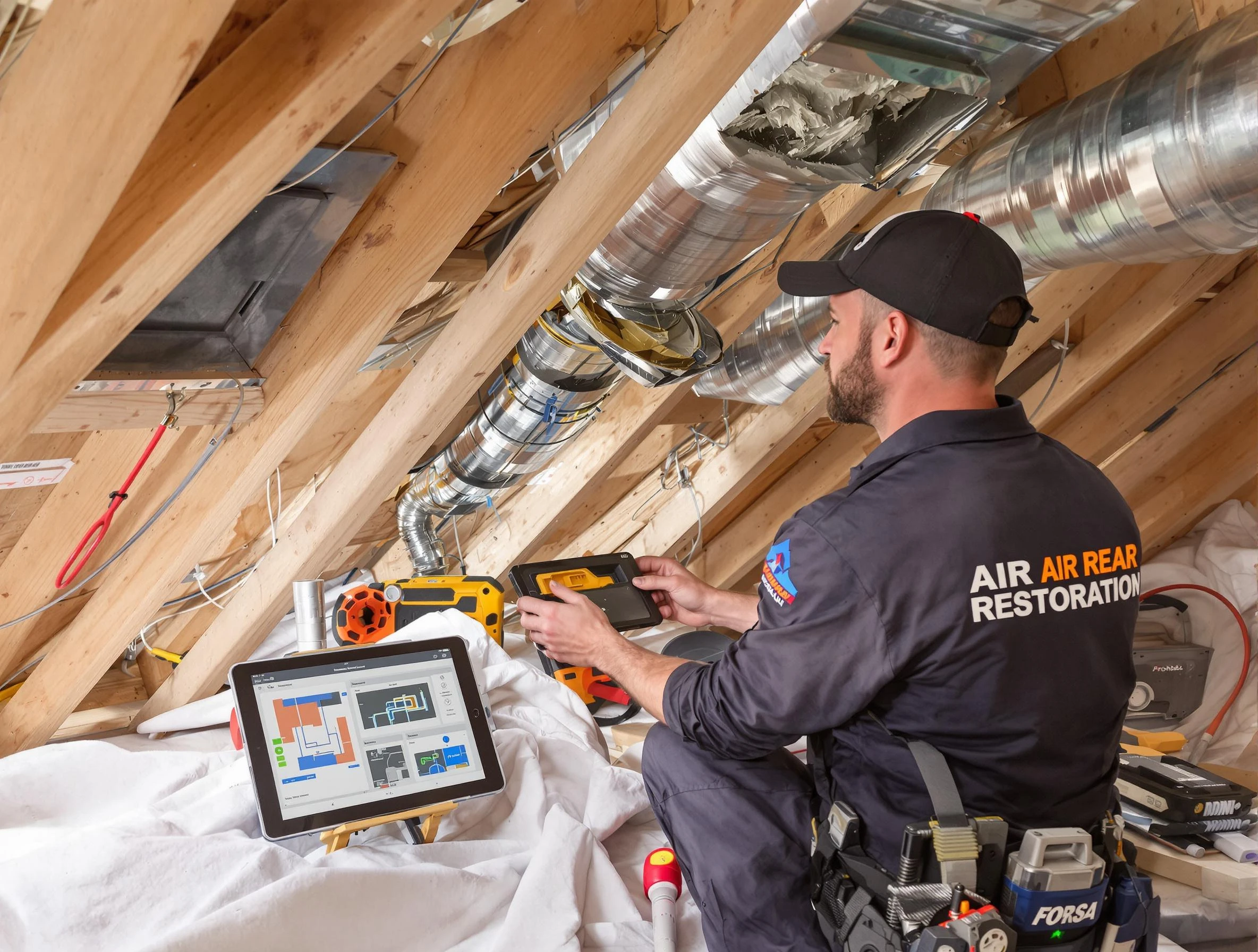 Frederick Air Duct Cleaning technician performing precise duct repair work in Frederick